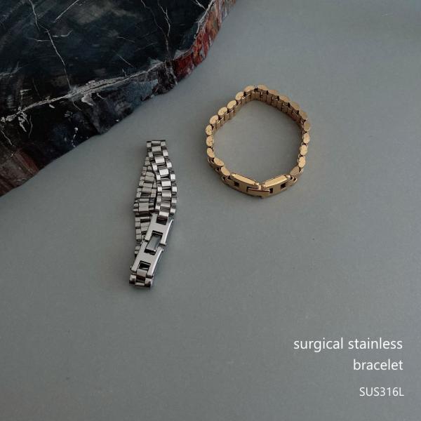 サージカルステンレス ワイドチェーン ブレスレット SUS316L つけっぱなし ウォッチチェーン