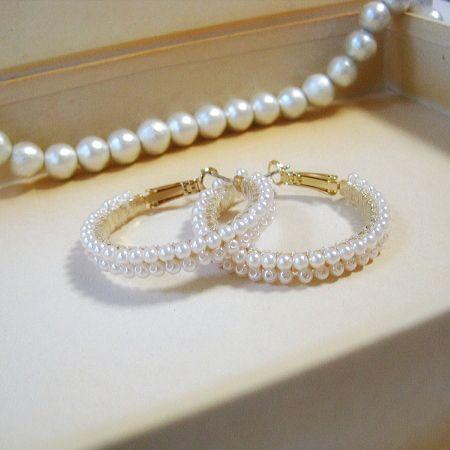 パール2連フープピアス small
