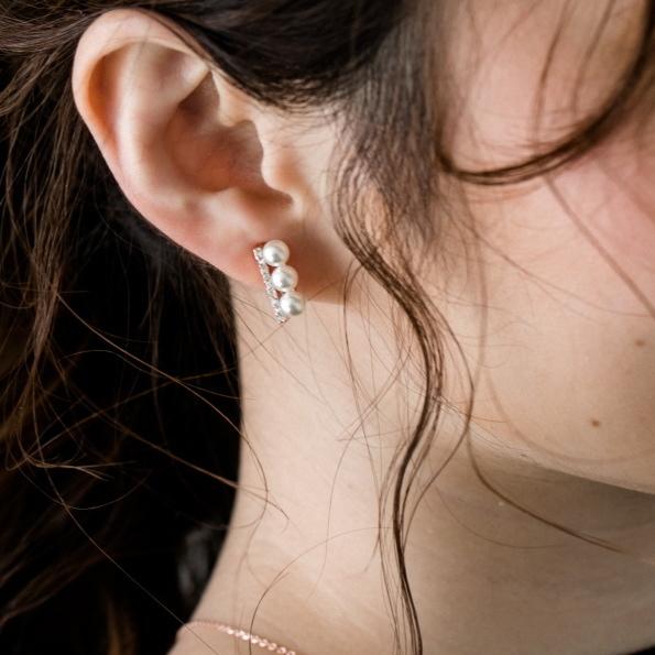 トリプルパール ピアス イヤリング 三粒 パール 3連ピアス