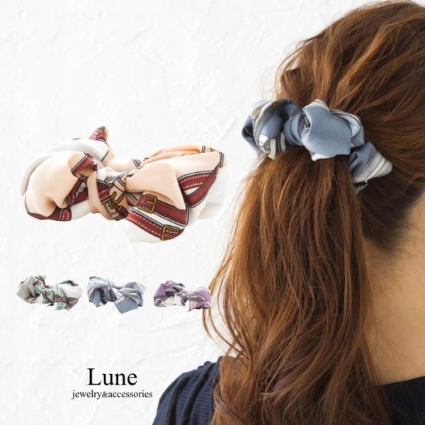 レトロ調 スカーフ バナナクリップ スカーフ柄 クラシカル