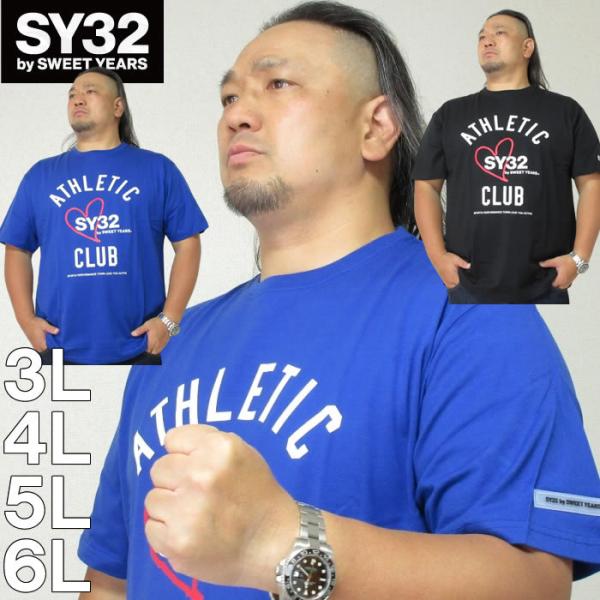 大きいサイズ メンズ SY32 by SWEET YEARS-カレッジロゴ半袖Tシャツ（メーカー取寄...