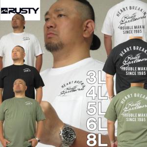 大きいサイズ キングサイズ ビッグサイズ メンズ RUSTY 天竺半袖Tシャツ（メーカー取寄）ラスティ 3L 4L 5L 6L 8L　胸ポケット｜大きいサイズデビルーズYahoo!店