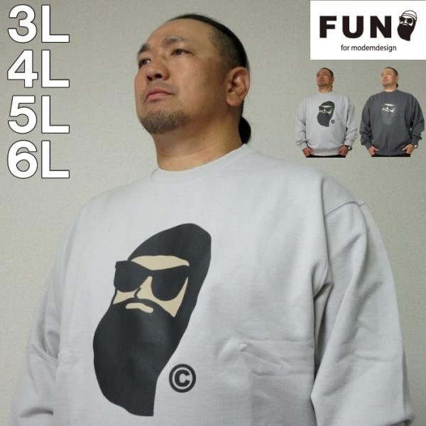 大きいサイズ メンズ FUN for modemdesign face ojisanクルーネックスウ...