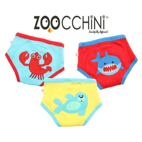 ズーキーニ ズッキーニ 男児 トレーニングパ ンツ3枚組 水族館の仲間 オーガ ニックコットン 04
