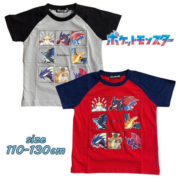 ポケットモンスター ポケモン メガシンカ集合柄 ラグラン 半袖Tシャツ キッズ プリント キャラクタ...