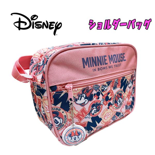 Disney ディズニー ミニーマウス ショルダーバッグ 総柄 反射チャーム 通園バック ピンク 1...