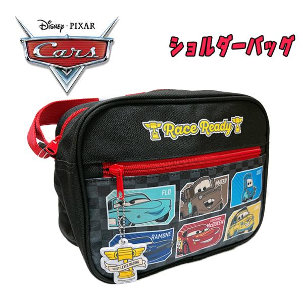 Disney PIXAR カーズ マックイーン ショルダーバッグ 通園バック 反射チャーム ブラック...