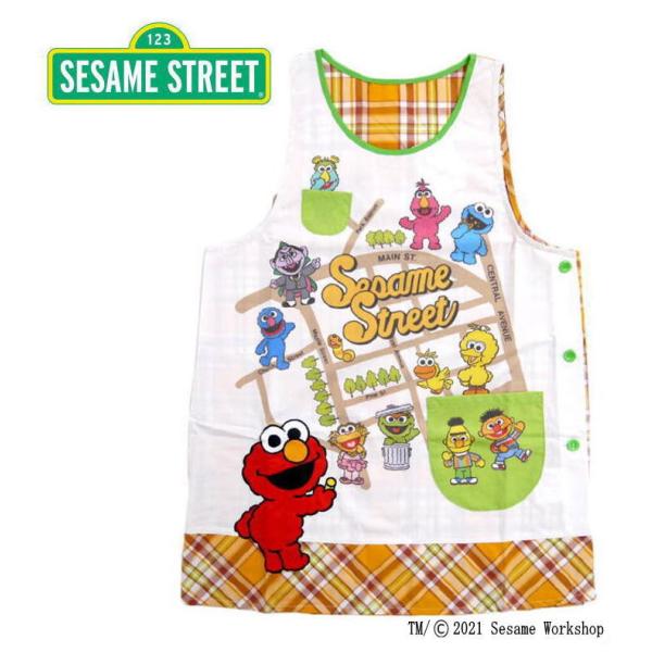 キャラクター エプロン 【セサミストリート】 アップリケ 刺繍 介護士 保育士 先生 幼稚園 保育園...