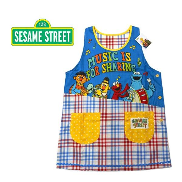 セサミストリート 音楽エプロン (レッド) アップリケ 刺繍 プリント 22207048 おしゃれ ...