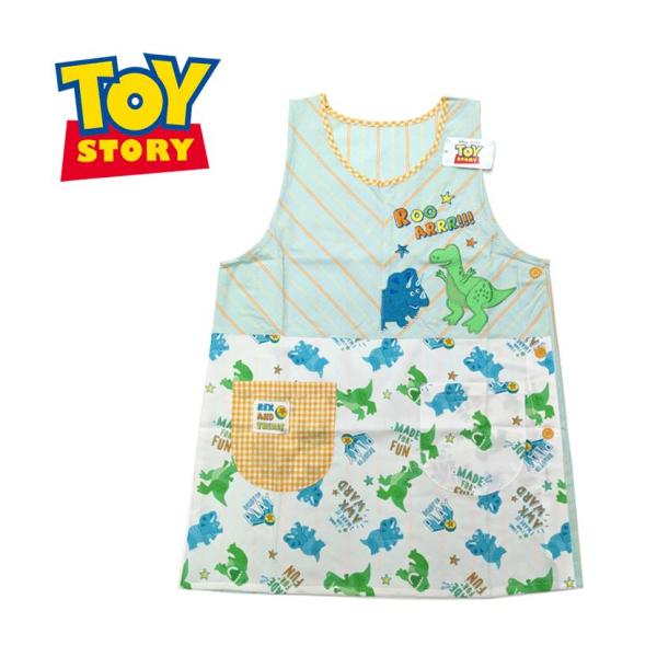 Disney ピクサー トイ・ストーリー 恐竜アート パステルアニマルエプロン (サックス)  総柄...