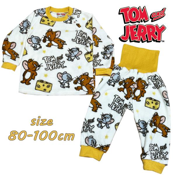 トムとジェリー ジェリー/タフィー ベビー服 腹巻付きパジャマ 総柄 サンゴフリース 寝間着 ナイト...