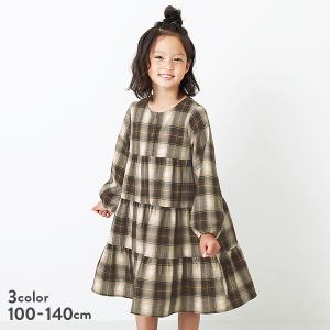 【アウトレットSALE /返品不可】子供服 チェックティアード長袖ワンピース キッズ 女の子 長袖ワンピース ワンピース 長袖 devirock デビロック