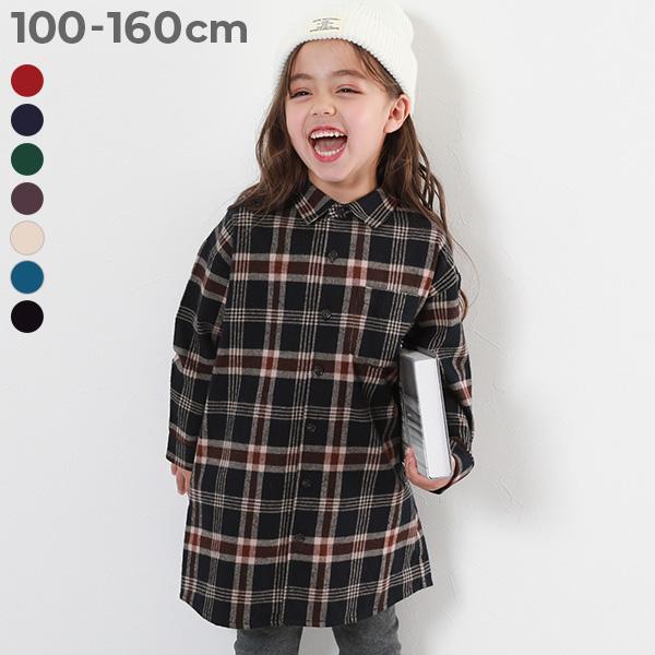 長袖ワンピース ワンピース 綿100% チェック柄 ネルシャツ ワンピース キッズ 子供服 女の子 ...