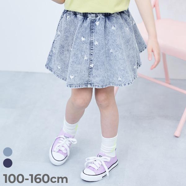 デニムスカート スカート ボトムス ハート刺繍 ライトオンスデニムスカッツ キッズ 子供服 女の子 ...