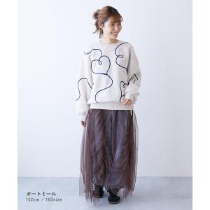 トレーナー トップス ハート刺繍 裏起毛トレー...の詳細画像4