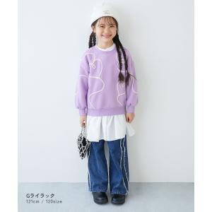 トレーナー トップス ハート刺繍 裏起毛トレー...の詳細画像5