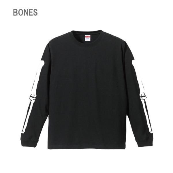 ロンT 1.6インチリブ 袖プリント BONES トップス カットソー 長袖 メンズカジュアル スケ...