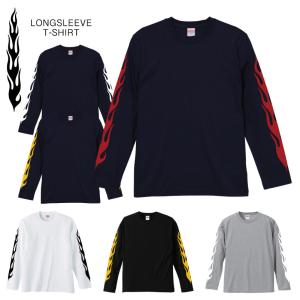 ALTERNNA ファイヤーパターン ロンT ファイヤーパターン ロングtシャツ メンズ 長袖 炎柄 ボックス ロゴ t