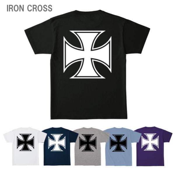 Tシャツ アイアンクロス トップス バックプリントメンズカジュアル バイカー モーターサイクル 50...