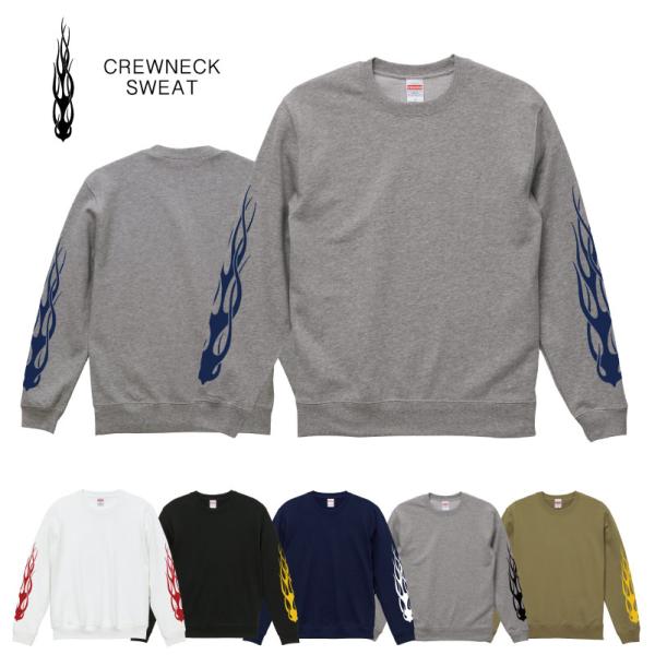 イグニス ファイヤー 袖プリント クルーネックスウェット 裏パイル トップス メンズカジュアル 50...