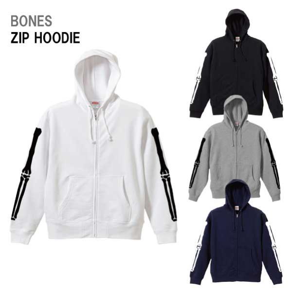 zipパーカー 裏パイル 袖プリント BONES トップス メンズカジュアル モーターサイクル バイ...