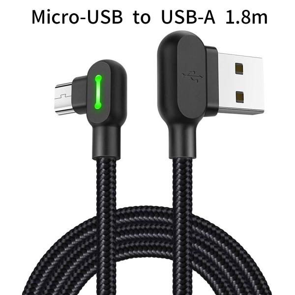 L字型 Micro-USB to USB-A ケーブル 1.8m