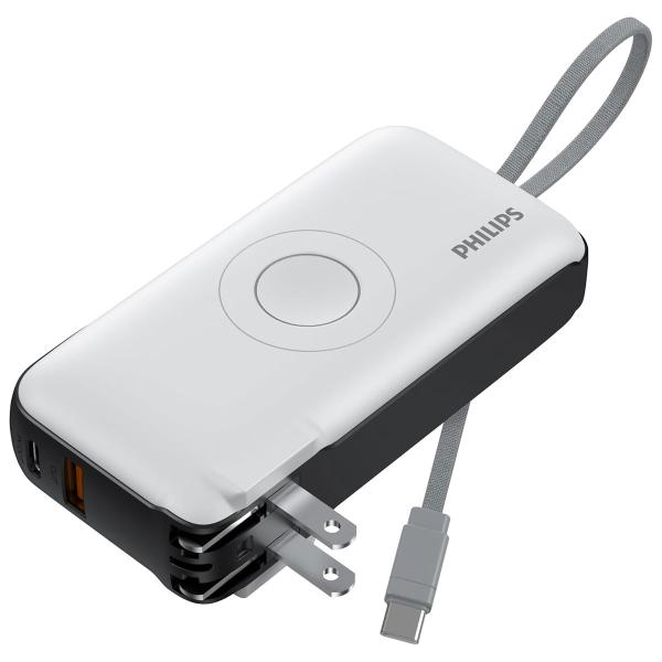 コンセント一体型モバイルバッテリー10000mAhAppleWatch対応USB-Cケーブル内蔵4台...