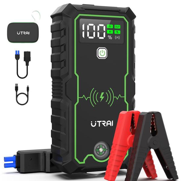 ジャンプスターター 27000mAh 6000A ワイヤレス充電 緊急脱出ハンマー付き