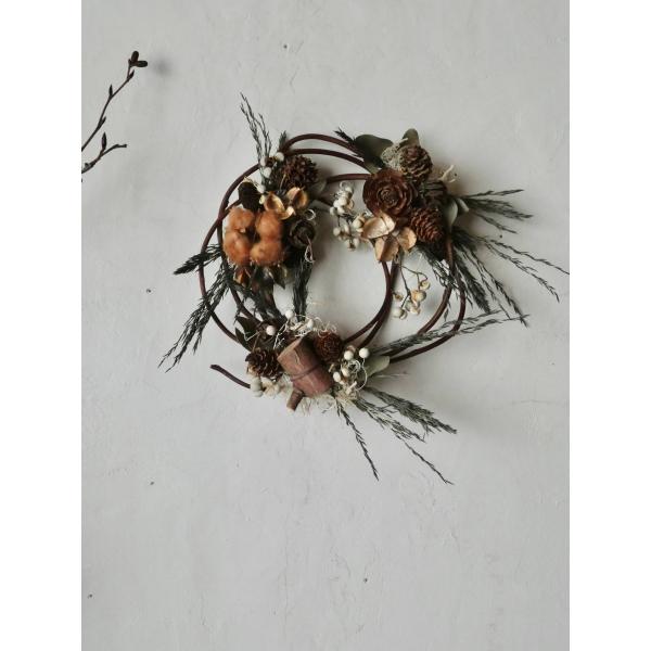 ドライフラワースリース 　インテリアフラワー　木の実とユーカリのアカヅルリース