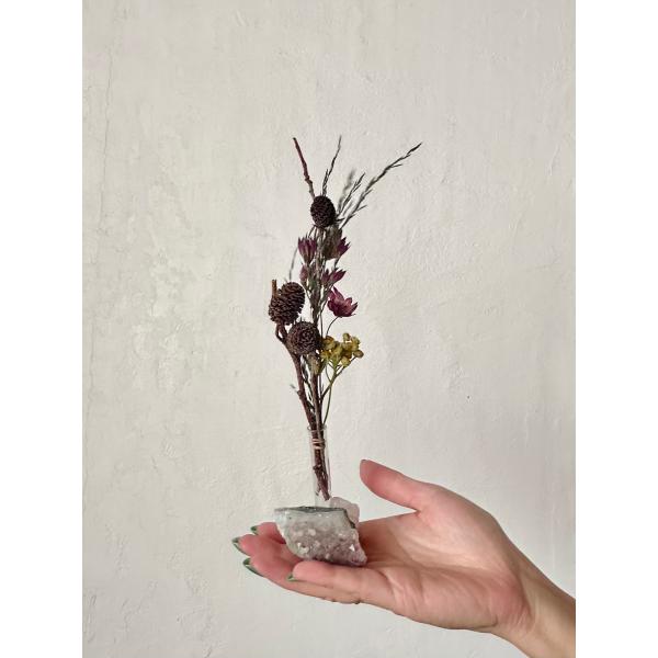 アメジストの一輪挿しドライフラワーアレンジ