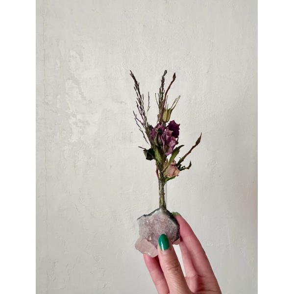アメジストの一輪挿しドライフラワーアレンジ