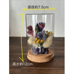 ナチュラルドライフラワーと鉱石のガラスドーム ...の詳細画像1