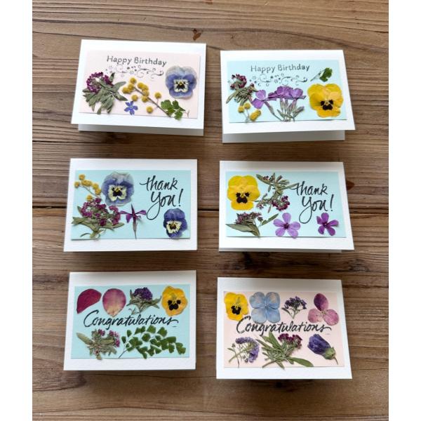押し花のメッセージカード  贈り物に添えるだけで、心のこもった特別な一枚