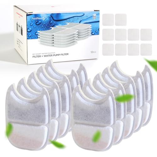 FEELNEEDY 猫 給水器 コードレス 4L (交換用フィルター 10個+ポンプスポンジ10個