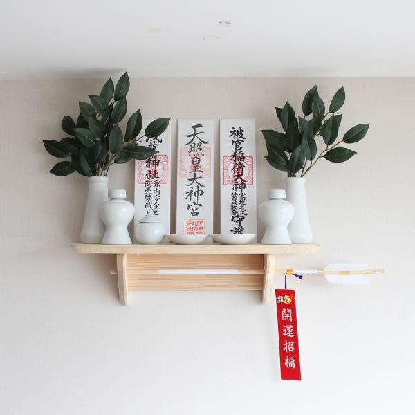 神棚 御札立て 壁掛け モダン 45x12x12cm 壁掛け用神札立(神棚)神棚 祖霊舎 一社