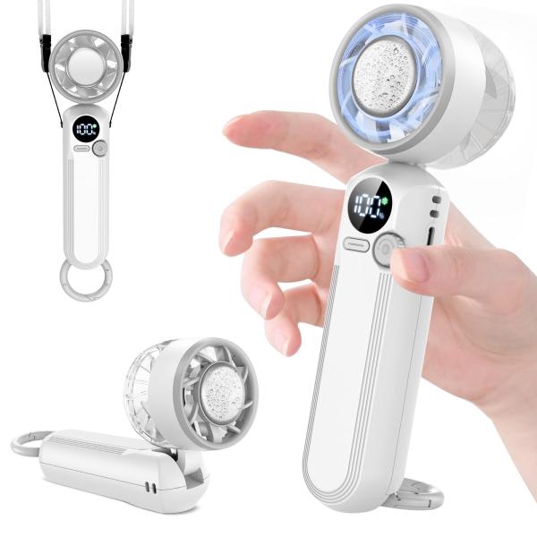 YOIIYO ハンディファン 冷却プレート付き 1秒冷感 100段階パワフル風量 首掛け/