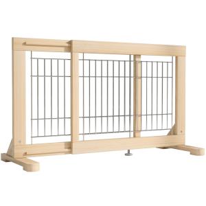 YOCAN ペットゲート 置くだけ 高さ50cm 設置幅60-115cm 木製 犬用ゲート 犬 フェ