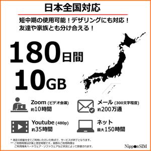 プリペイドSIM 日本 180日間 10GB ...の詳細画像1