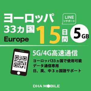 【安心の交換補償】eSIM ヨーロッパ 33ヵ国 15日間 5GB(超えると低速128kbps) プリペイドsim 5G/4G回線 データ通信専用 esim対応simフリー端末のみ対応
