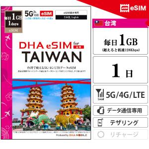 【メール送付】台湾 eSIM 1日間 毎日1GB...の商品画像