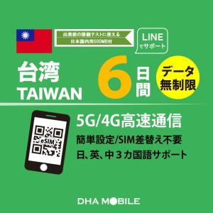 【安心の交換補償】台湾 eSIM 6日間 無制限 台湾SIM プリペイドSIM 簡単設定 5G/4G/LTE回線 データ通信専用 契約不要 日本MVNO【現地サポートあり】