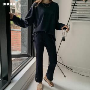 セットアップ 上下セット パンツセット Tシャツ 長袖 ラウンドネック ロングパンツ ブーツカット 無地 ワンマイルウェア 部屋着
