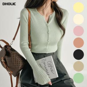 カーディガン 羽織物 長袖 ニット スリットネック