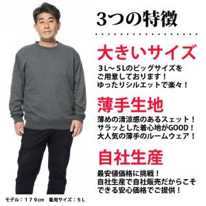 トレーナー メンズ 無地 大きいサイズ スウェ...の詳細画像1