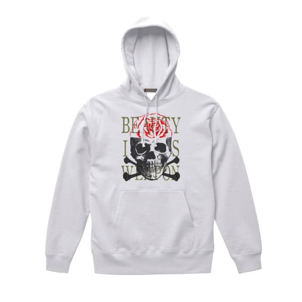 脳が薔薇のスカルボーン デザインパーカー