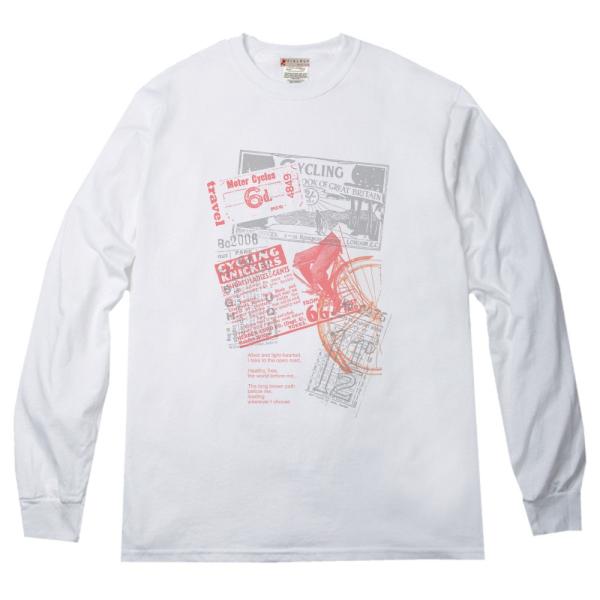 サイクリングにちなんだアド 切符コラージュ ロングＴシャツ