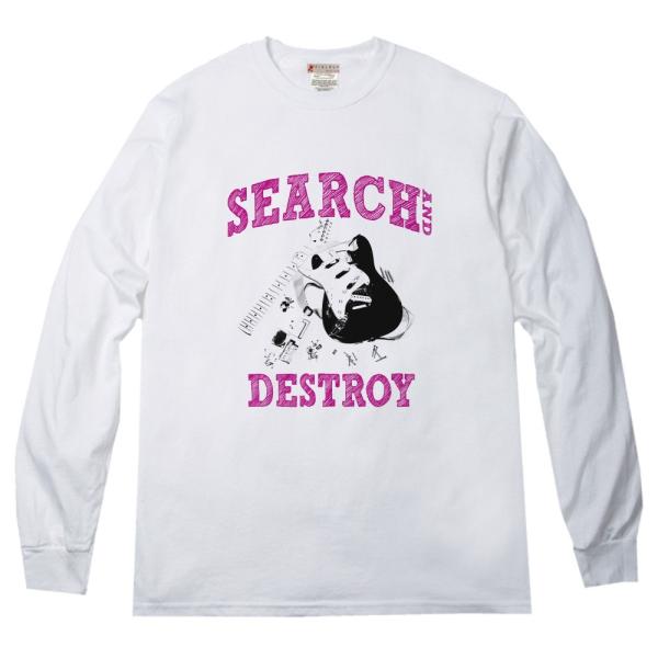 ロッカーがぶっ壊したギターモチーフ カレッジデザイン ロングＴシャツ