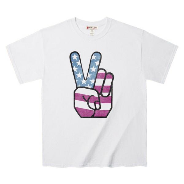 Ｔシャツ アメリカン ピースサイン ポップ カラーリングデザイン Tee