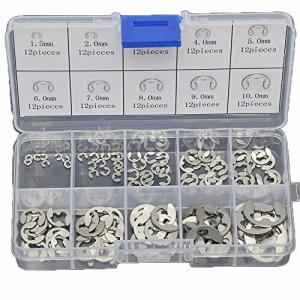 GAOHOU 120個セットEクリップ E型スナップリング ステンレス鋼 スナップリングE型止め輪1.5-10 mm