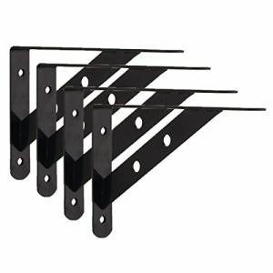 KKlewu l字 棚受け 鉄厚さ3mm アイアンブラケット 4本入れ ビス付き ブラック (200x120mm)